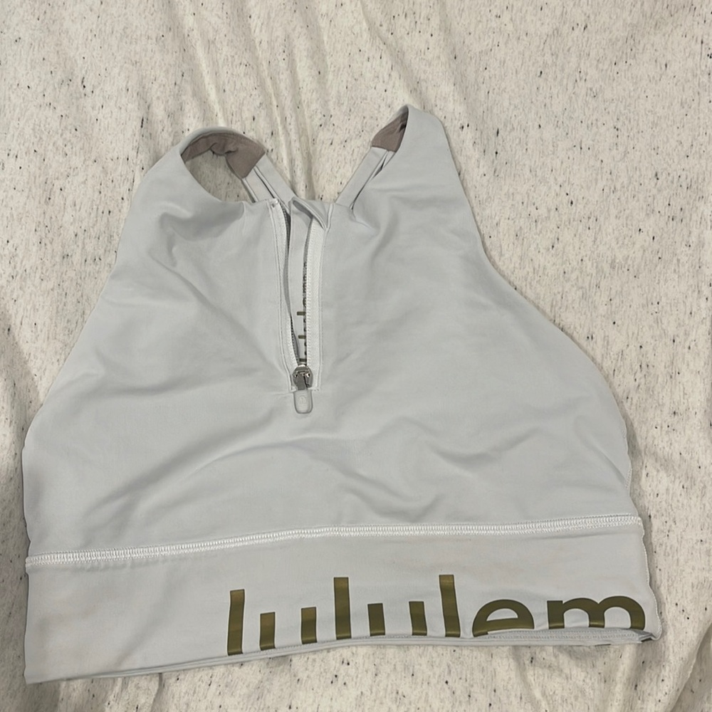 Lululemon white zip energy bra size 8